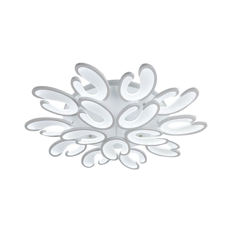 Modern 4/6/9-Head U-Shaped Acrylic Shade Flush Mount Ceiling Light In White Warm/White/Natural