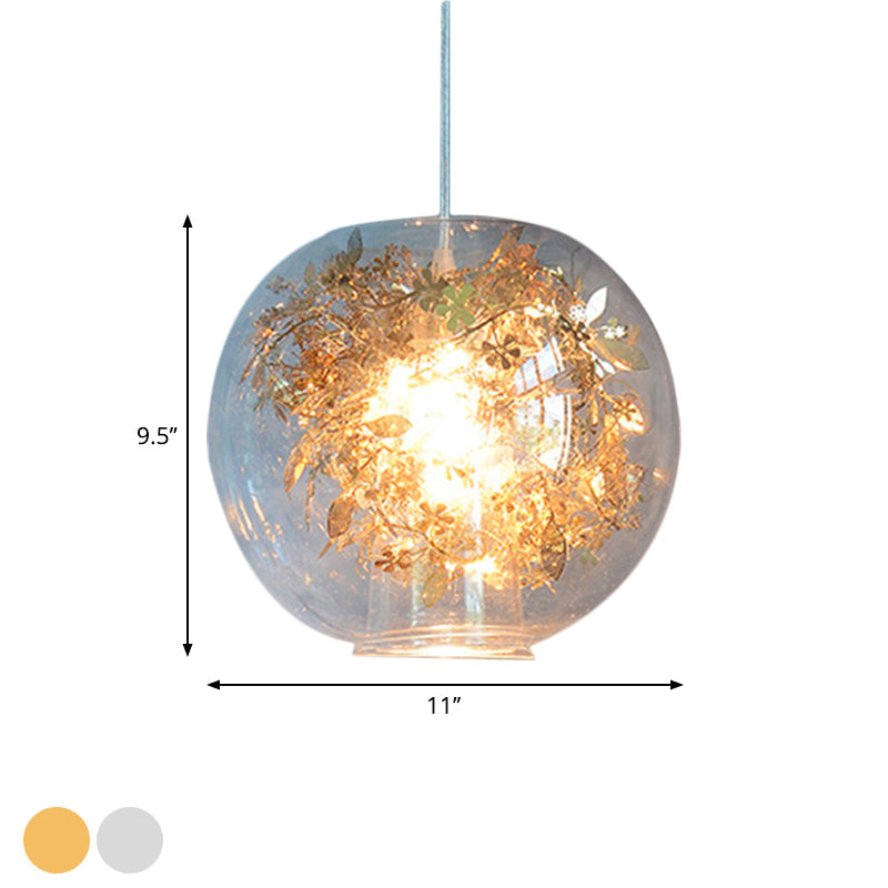 Modern Clear Glass Shattered Leaves Pendant Light With 1 Silver/Gold Finish