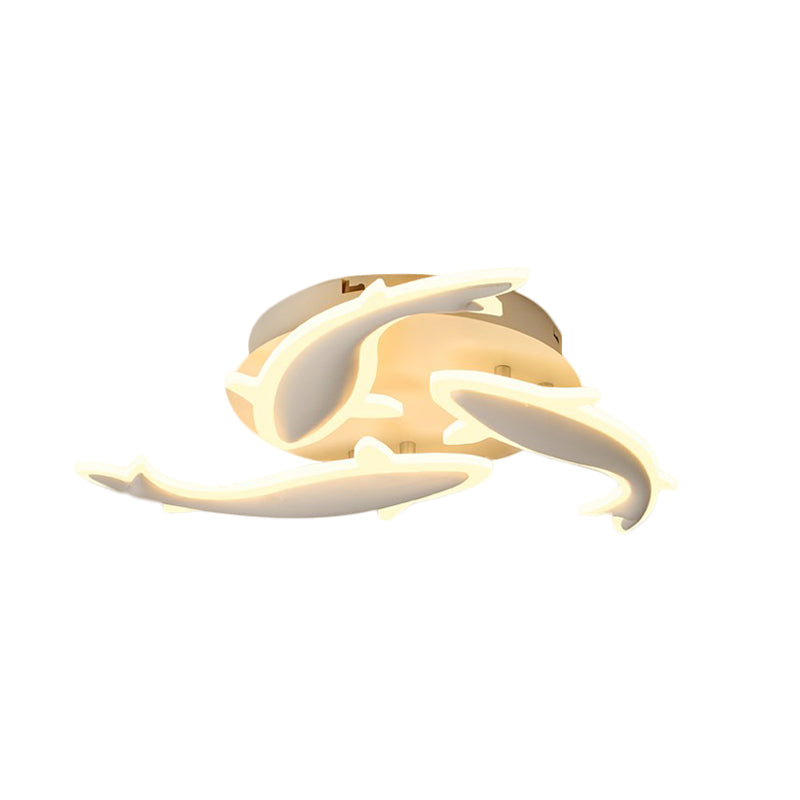 Modern Led Acrylic Fishes Flush Mount Light: Ceiling Fixture With 3/5/9 Lights In