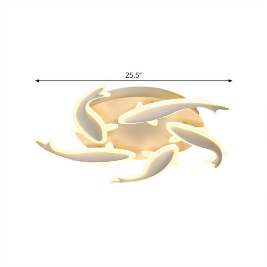 Modern Led Acrylic Fishes Flush Mount Light: Ceiling Fixture With 3/5/9 Lights In