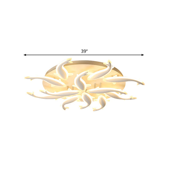Modern Led Acrylic Fishes Flush Mount Light: Ceiling Fixture With 3/5/9 Lights In