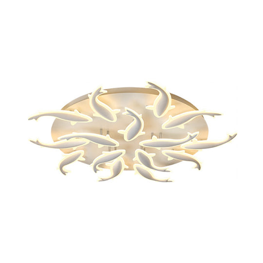 Modern Led Acrylic Fishes Flush Mount Light: Ceiling Fixture With 3/5/9 Lights In