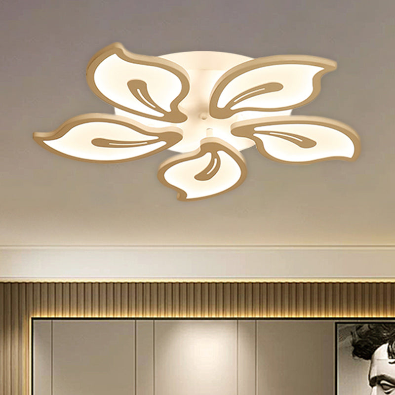 Modern Bauhinia Leaf Flush Light: Acrylic Led Ceiling Lamp For Living Room. Available In 3/5/9 -