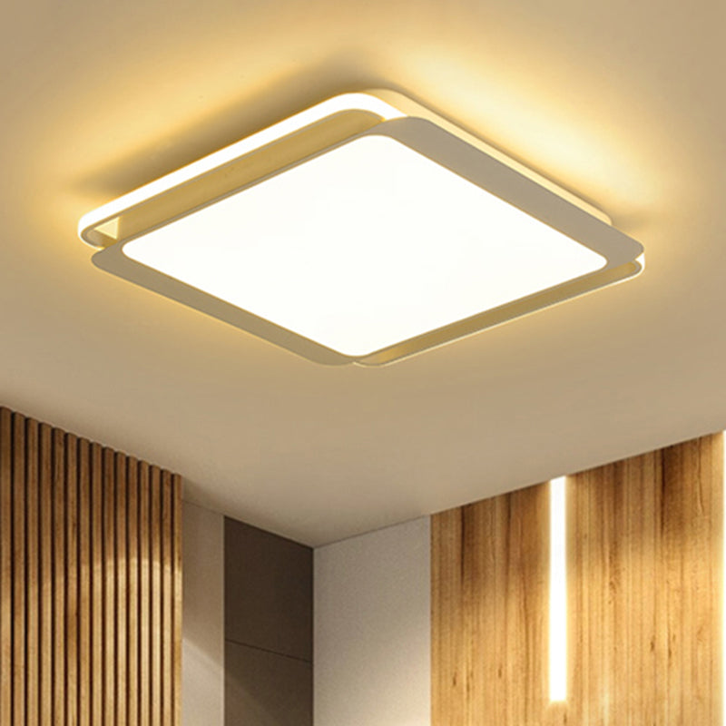 Modern Metal Square Ceiling Flush Mount Light - Led 18/23.5 W White Bedroom Lamp In Warm/White / 18