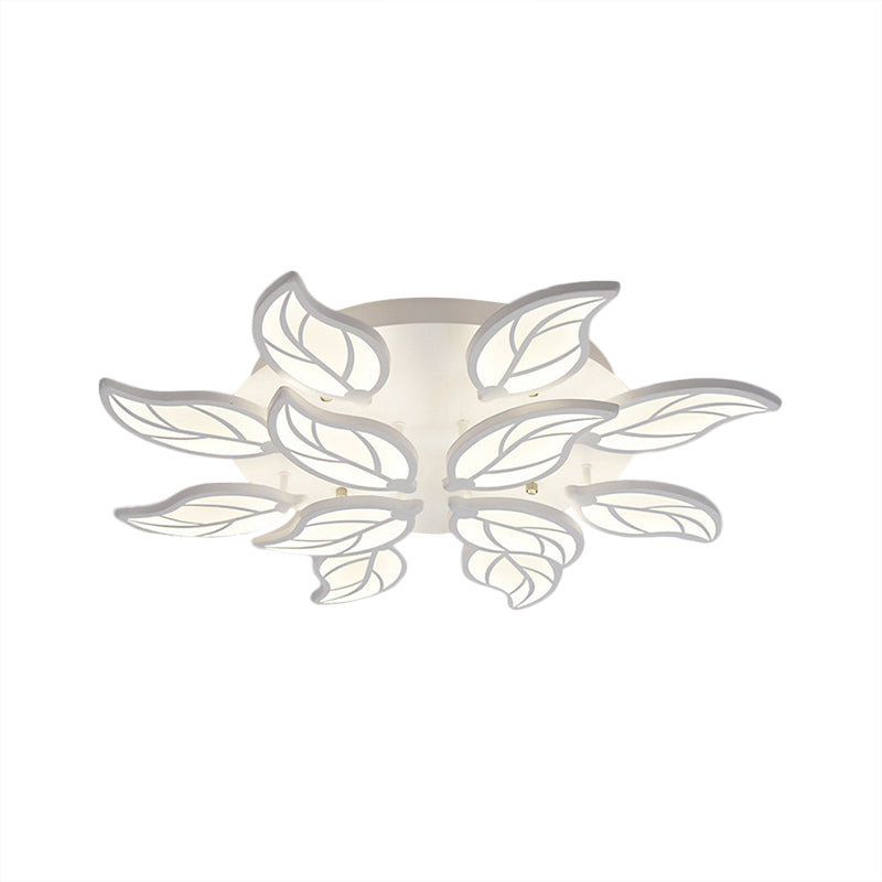 Contemporary Leaf Acrylic Flushmount Light Fixture - Led Ceiling In White/Warm/Natural (6/9/12