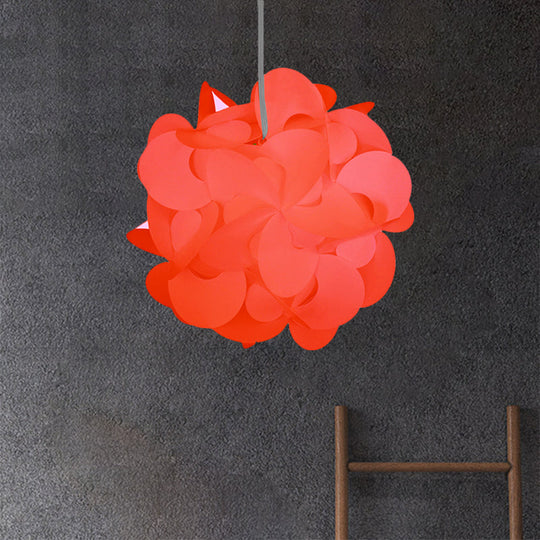 10/12/16 Wide Windmill Plastic Ceiling Pendant - Modern Red/White Hanging Light Fixture