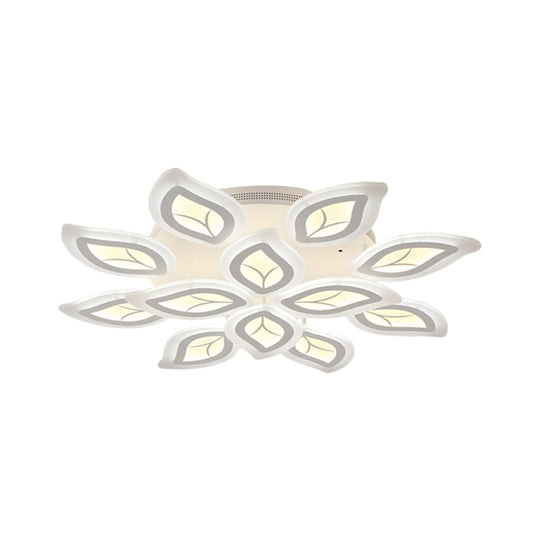 Modern Acrylic Leaf Flush Mount Light - 4/6/9-Light Led Ceiling Fixture In Warm/White/Natural