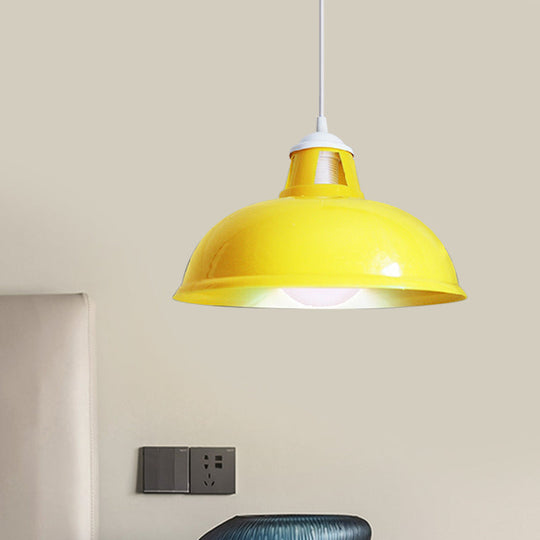 Vintage Pendant Light With Acrylic Coin Pattern Shade - 1 Bulb Red/Yellow/Green Restaurant Ceiling