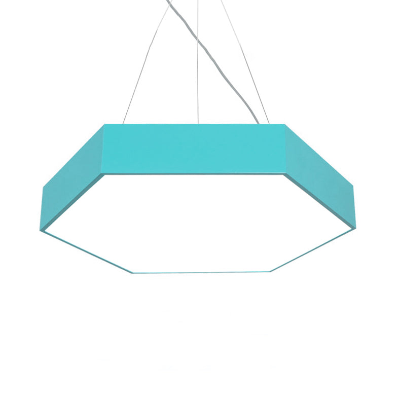 Contemporary Hexagon Pendant Lamp With Led Yellow/Silver/Purple Metal Ceiling Light Multiple Sizes