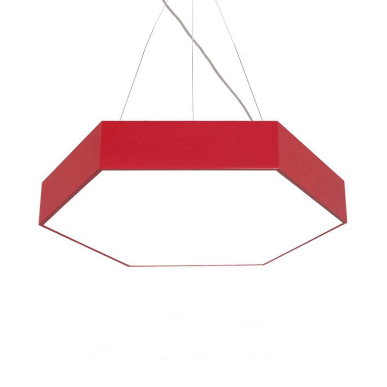 Contemporary Hexagon Pendant Lamp With Led Yellow/Silver/Purple Metal Ceiling Light Multiple Sizes