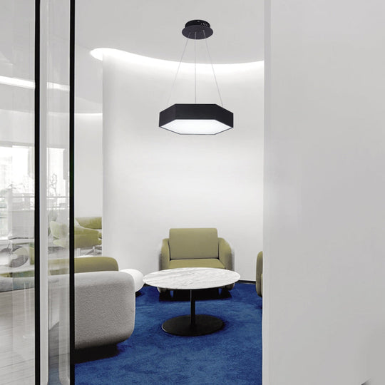 Contemporary Led Hexagon Pendant Lamp - Yellow/Silver/Purple 12’/18’/23.5’ Wide