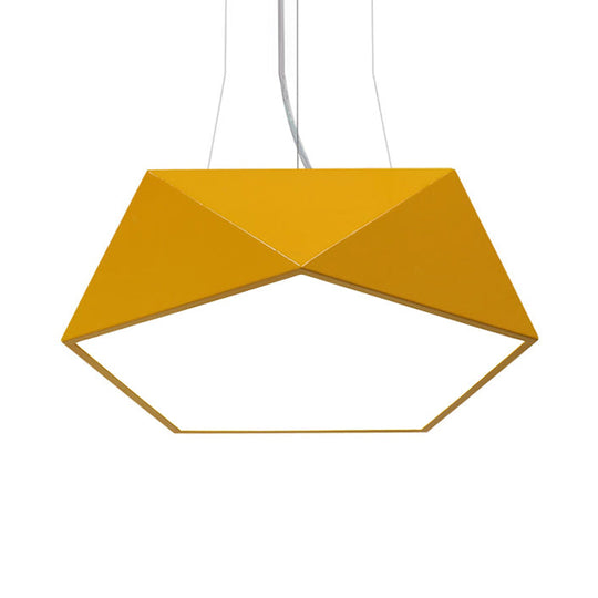 Modern Pentagon Pendant Light With Led - 16.5/20.5/24.5 Wide White/Black/Yellow Ceiling Lamp Acrylic