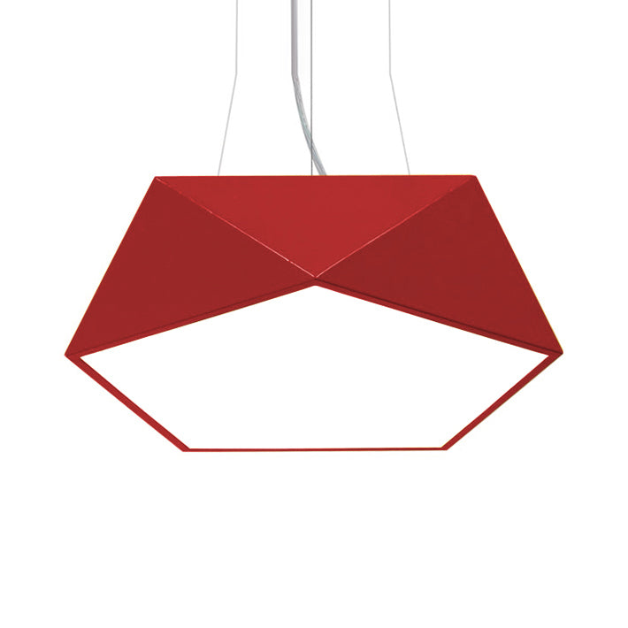 Modern Pentagon Pendant Light With Led - 16.5/20.5/24.5 Wide White/Black/Yellow Ceiling Lamp Acrylic