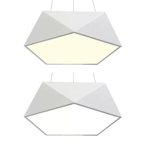 Modern Pentagon Pendant Light With Led - 16.5/20.5/24.5 Wide White/Black/Yellow Ceiling Lamp Acrylic
