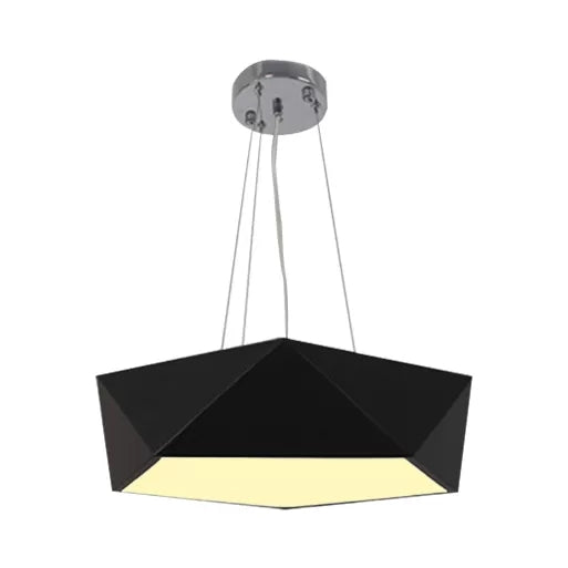 Pentagon Pendant Lighting Metal Ceiling Lamp Fixture With Led And Acrylic Diffuser Black / 16.5’