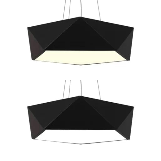 Modern Pentagon Pendant Light With Led - 16.5/20.5/24.5 Wide White/Black/Yellow Ceiling Lamp Acrylic