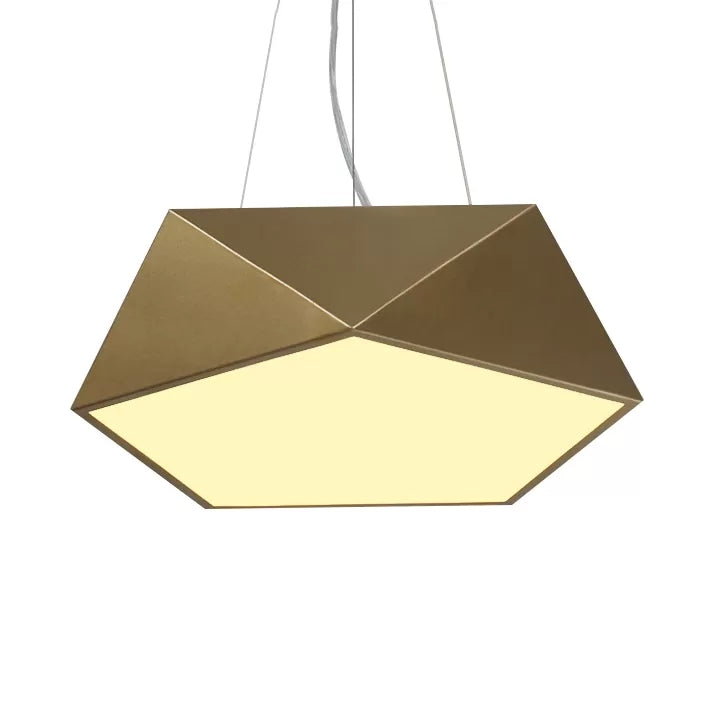 Modern Pentagon Pendant Light With Led - 16.5/20.5/24.5 Wide White/Black/Yellow Ceiling Lamp Acrylic