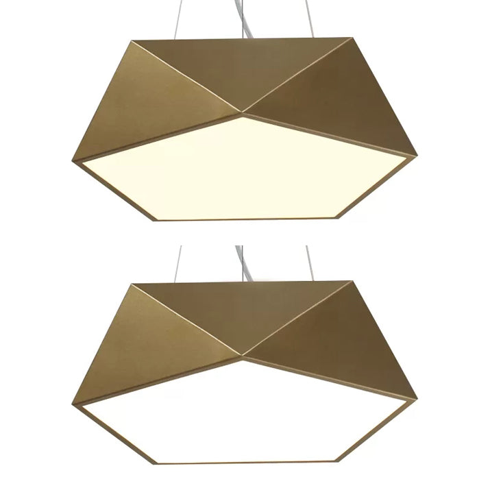Pentagon Pendant Lighting Metal Ceiling Lamp Fixture With Led And Acrylic Diffuser