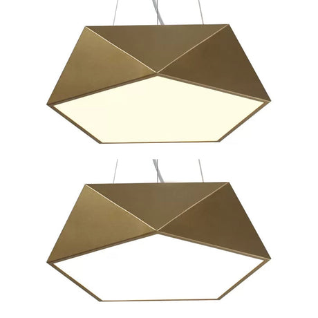 Modern Pentagon Pendant Light With Led - 16.5/20.5/24.5 Wide White/Black/Yellow Ceiling Lamp Acrylic