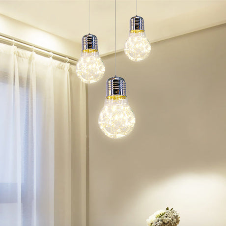 Contemporary Chrome Led Pendant Light With Clear Glass Bulb - White/Warm Light
Or
Clear Hanging In
