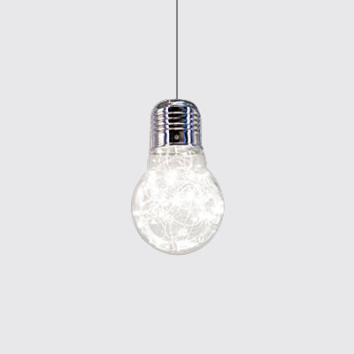 Contemporary Chrome Led Pendant Light With Clear Glass Bulb - White/Warm Light
Or
Clear Hanging In /