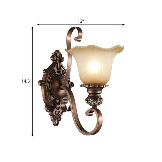 Traditional Crystal Wall Sconce With Floral Shade For Corridors - Coffee