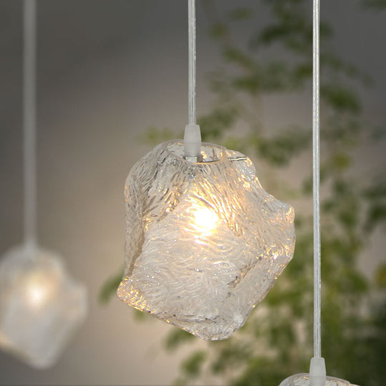 Contemporary Clear Glass Pendant Light With Led Available In 5/6/8 Lights Round/Linear Canopy