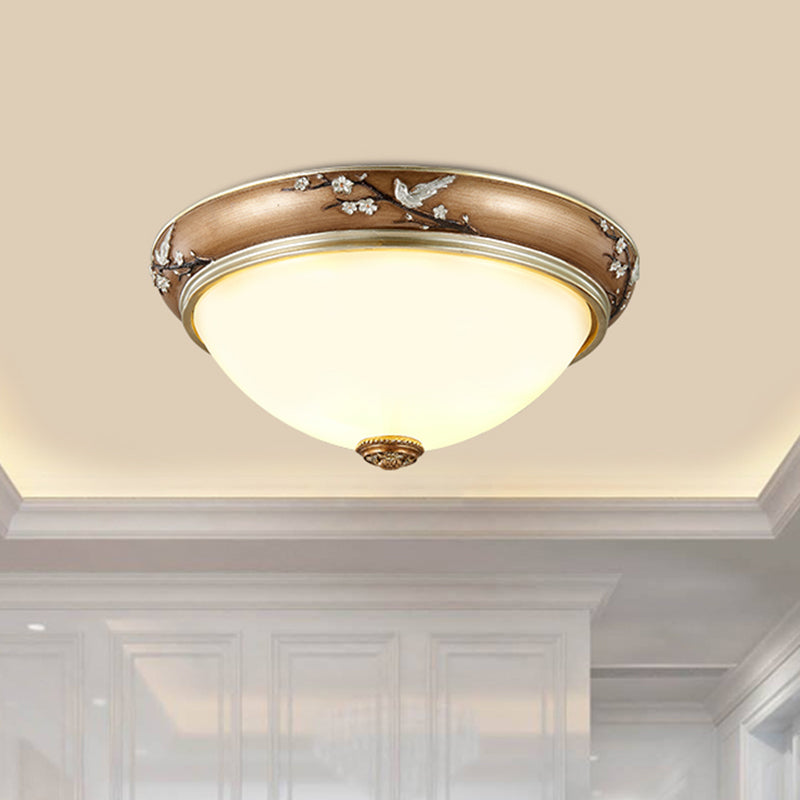Antiqued Dome Crystal Flush Mount Ceiling Lights - Wide 2/3-Head Lighting Fixture In Brown 11/15/19