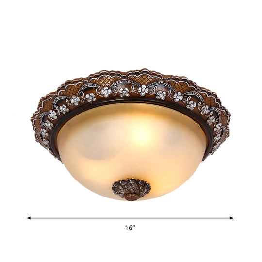 Antiqued Dome Flushmount Ceiling Light - Brown 2/3 Lights