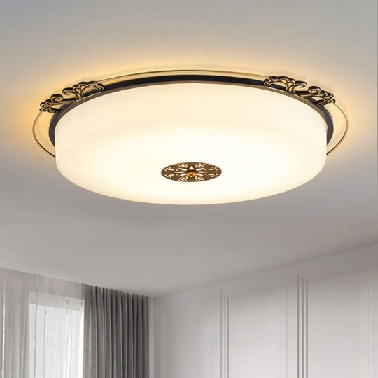 Traditional Glass Column Led Ceiling Light Fixture Black Flush Mount 18’/21.5’ Wide / 18’