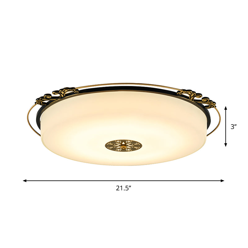 Traditional Glass Column Led Ceiling Light Fixture Black Flush Mount 18’/21.5’ Wide