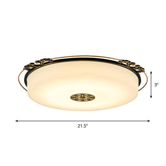 Traditional Glass Column Led Ceiling Light Fixture Black Flush Mount 18/21.5 Wide