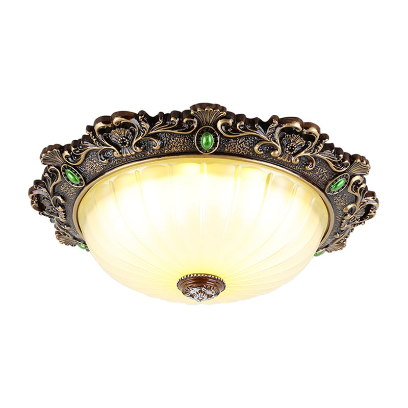 Vintage Flush Mount Light: Dome Shaped Ceiling Lighting 2/3 Bulbs Green/Red 12/16/19.5