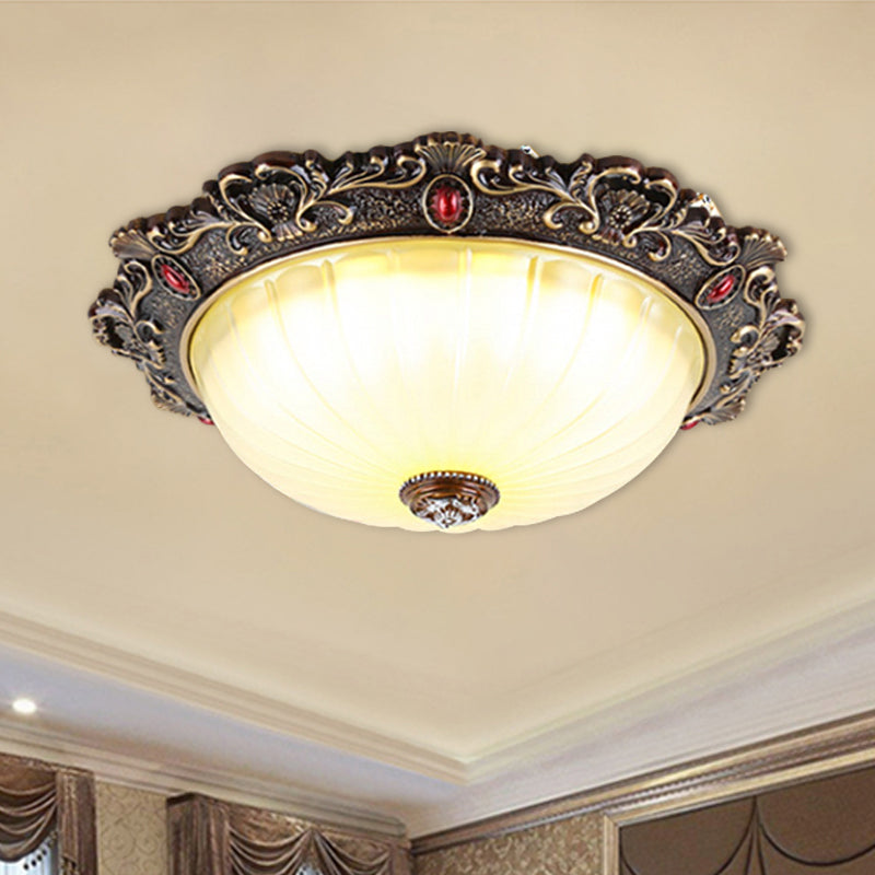 Vintage Flush Mount Light: Dome Shaped Ceiling Lighting 2/3 Bulbs Green/Red 12/16/19.5 Red / 12