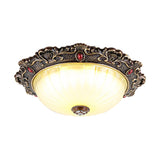 Vintage Flush Mount Light: Dome Shaped Ceiling Lighting 2/3 Bulbs Green/Red 12/16/19.5