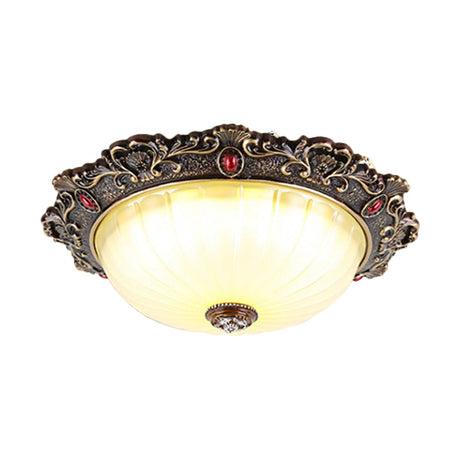 Vintage Flush Mount Light: Dome Shaped Ceiling Lighting 2/3 Bulbs Green/Red 12/16/19.5