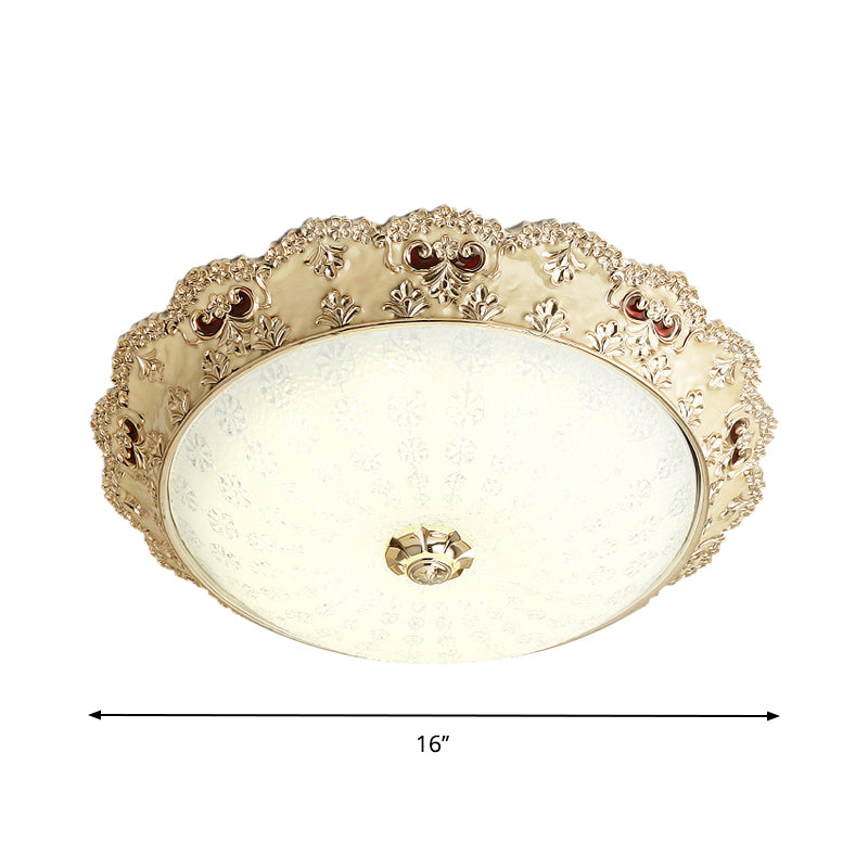 Gold Retro Led Glass Flushmount Ceiling Light Sizes: 14/16/19.5