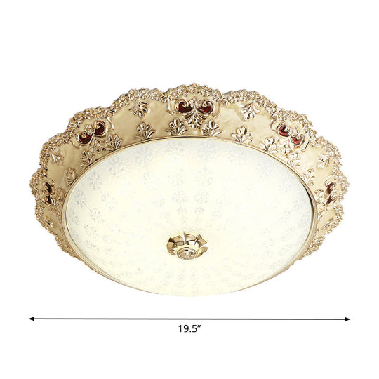 Gold Retro Led Glass Flushmount Ceiling Light Sizes: 14/16/19.5