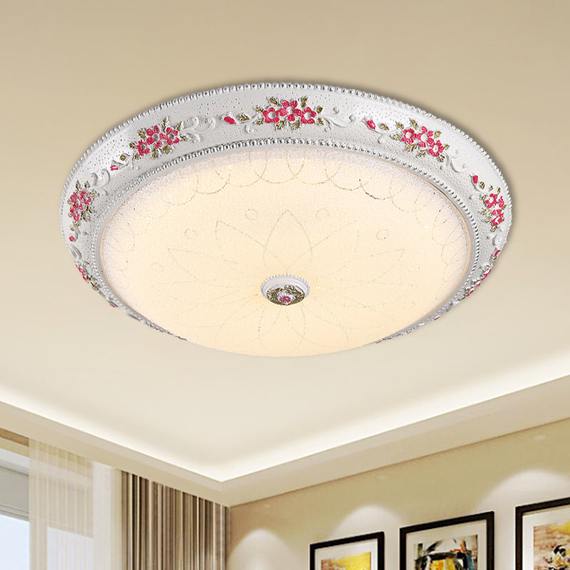 Traditional Style Led Flush Mount Ceiling Light In Cream Glass Available 3 Sizes White-Pink / 12