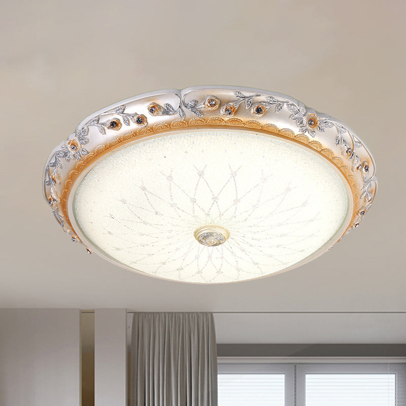 Ivory Glass White Led Flush Mount Lamp Traditional Round Shape 12/16/19.5 Width / 12