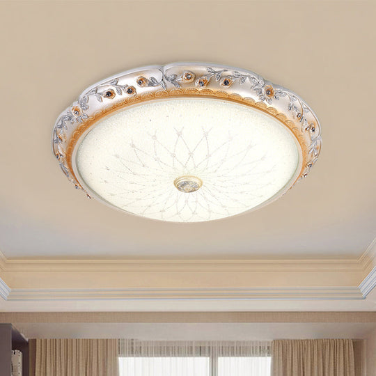 Ivory Glass White Led Flush Mount Lamp Traditional Round Shape 12’/16’/19.5’ Width