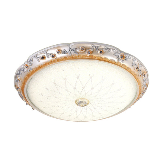 Ivory Glass White Led Flush Mount Lamp Traditional Round Shape 12’/16’/19.5’ Width