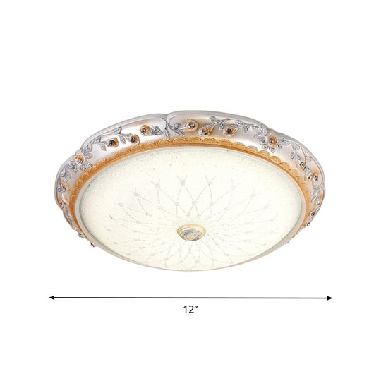 Ivory Glass White Led Flush Mount Lamp Traditional Round Shape 12’/16’/19.5’ Width