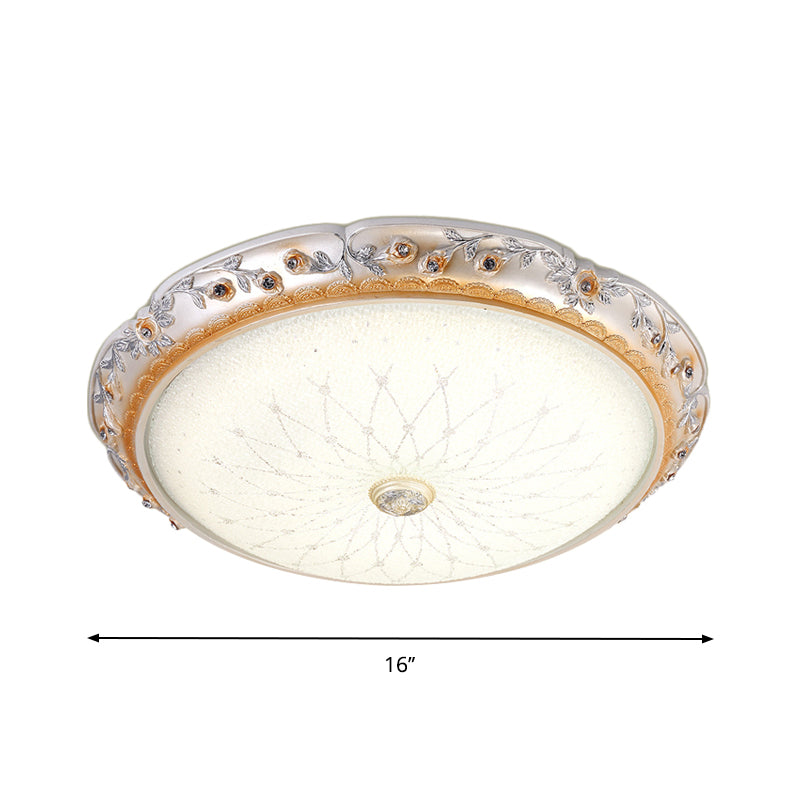 Ivory Glass White Led Flush Mount Lamp Traditional Round Shape 12/16/19.5 Width