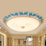 Opal Glass Domed Flush Light Fixture Countryside Led Bedroom Mounted Lamp 13’/16’/19.5’ In