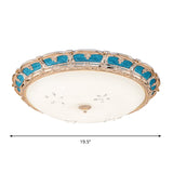 Opal Glass Domed Flush Light Fixture Countryside Led Bedroom Mounted Lamp 13/16/19.5 In Blue With