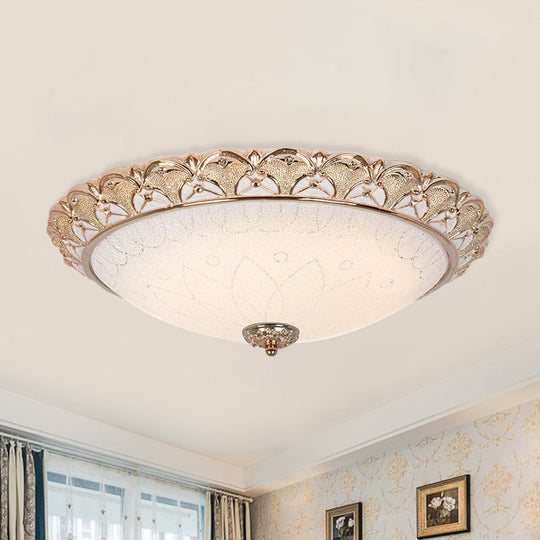 Farmhouse Dome Flush Light Fixture - Cream Glass Led Mount Ceiling Lamp In Gold (14’/16’/20’)