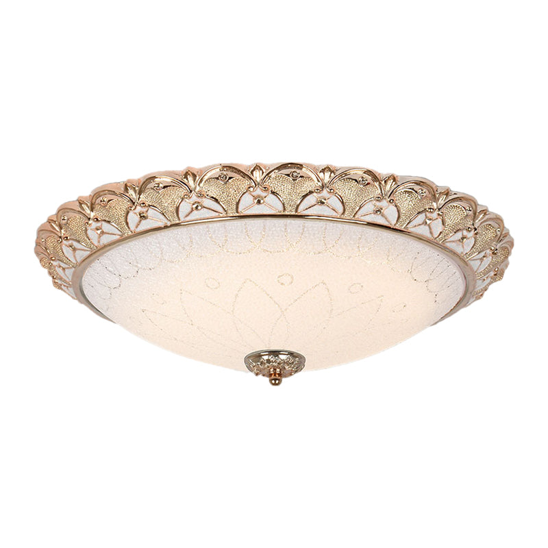 Farmhouse Dome Flush Light Fixture - Cream Glass Led Mount Ceiling Lamp In Gold (14’/16’/20’)
