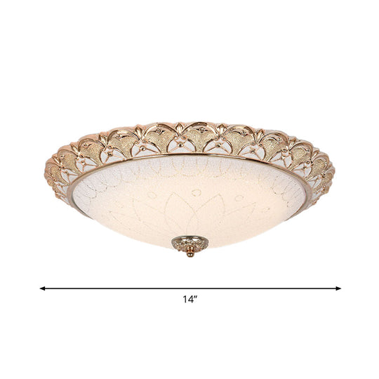 Farmhouse Dome Flush Light Fixture - Cream Glass Led Mount Ceiling Lamp In Gold (14’/16’/20’)
