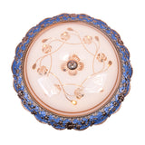Modern Led Ceiling Mount Fixture With Blue Finish And Textured Glass - Warm/White Light